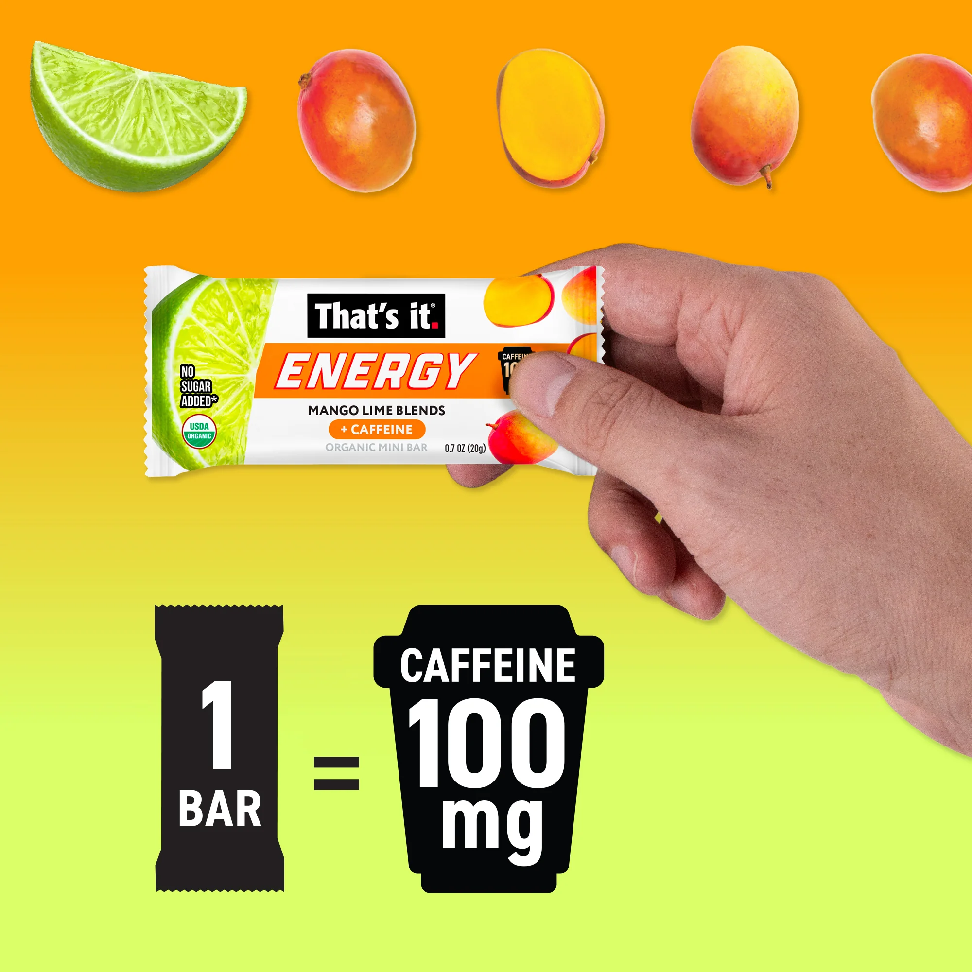 Mango Lime Blends Organic Energy Mini Bars 100mg - Image 3