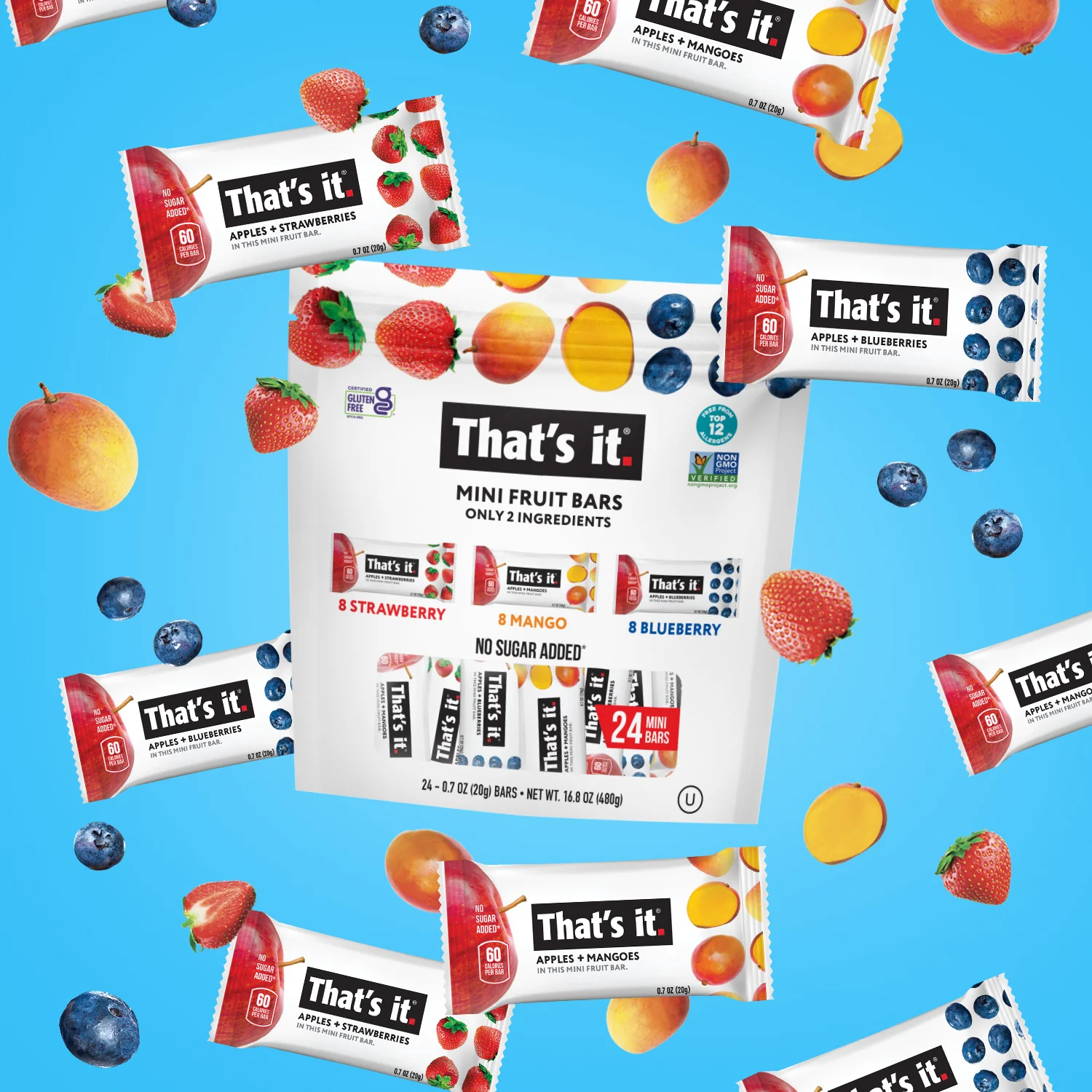 Minis Variety Pack - Blueberry, Mango & Strawberry (24 Bars) - Image 6